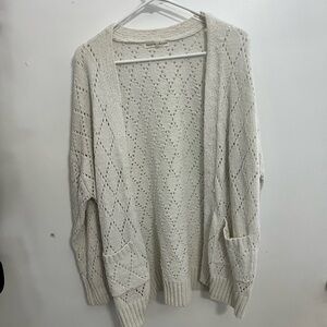 Women's Cream Open-Knit Sweater